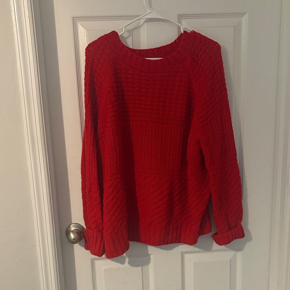 Time and Tru Vibrant Red Crew Neck Sweater